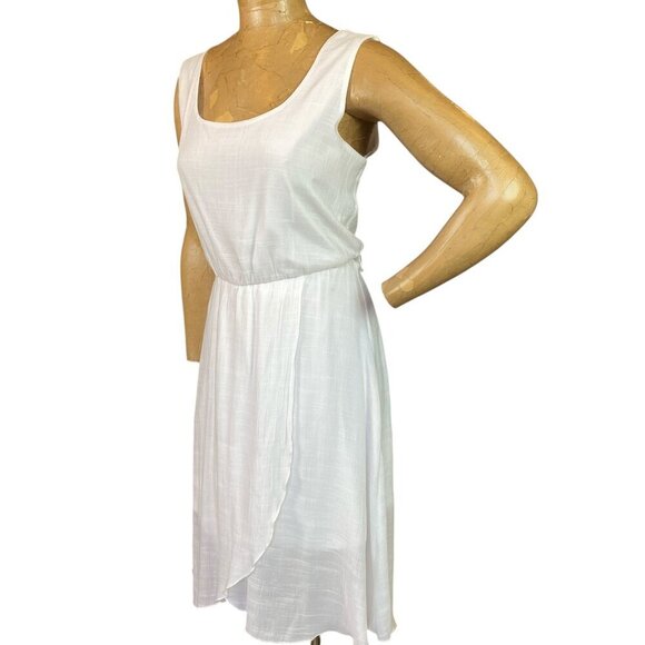 AUW White Flowy Sleeveless Dress Sz L #127L - Picture 3 of 7